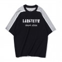 Men's T-shirt 2019 summer new splicing color contrast round neck 5-sleeve t-shirt men's Chaozhou Hongkong fengzhudi cotton T-shirt