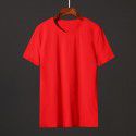 Solid color men's short sleeve T-shirt V-neck fashion trend ice silk cotton slim fit with top and bottom coat 