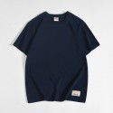 Japanese men's solid color short sleeve T-shirt pure cotton men's round neck water washed and ground wool base coat loose top fashion 