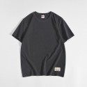 Japanese men's solid color short sleeve T-shirt pure cotton men's round neck water washed and ground wool base coat loose top fashion 