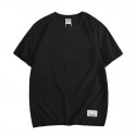 Men's T-shirt for foreign trade men's T-shirt solid color short sleeve washed pure cotton ground wool large round neck tshirt customized advertising shirt 