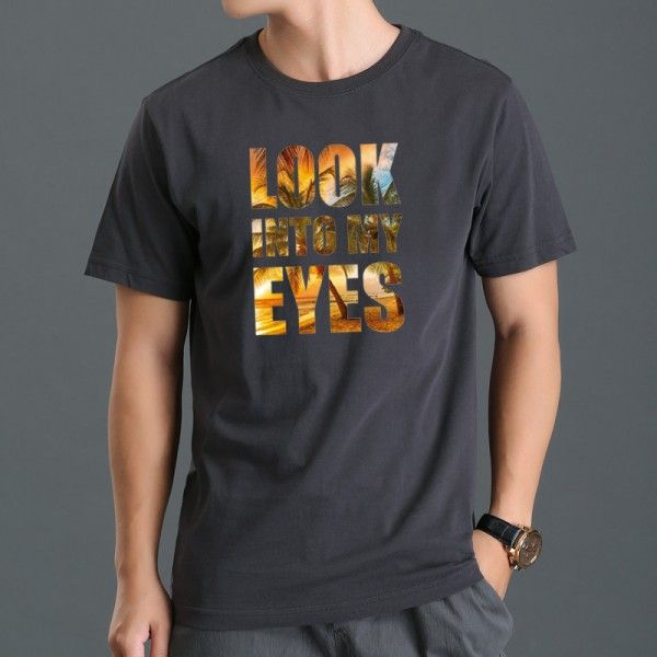 Summer new cotton men's short sleeve T-shirt fashion letter printing trend men's T-shirt manufacturer a hair
