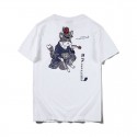 Japanese fashion brand men's short sleeve T-shirt pure cotton pipe cat printing personality youth half sleeve loose top wholesale 