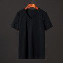 Solid color men's short sleeve T-shirt V-neck fashion trend ice silk cotton slim fit with top and bottom coat 