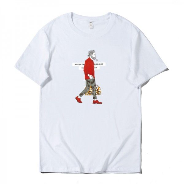 Pure cotton men's T-shirt Japanese fashion brand 2019 summer new fashion printing social spirit Boy Short Sleeve T-Shirt 