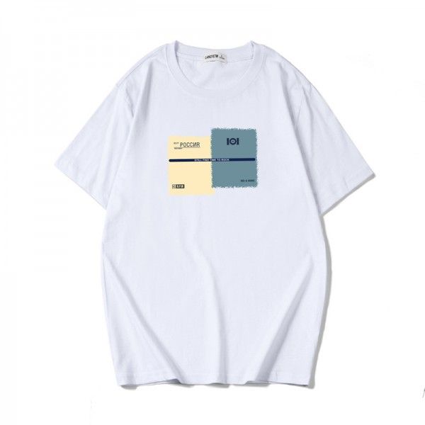 Summer new t-shirt men's short sleeve loose cotton base coat youth trend Hong Kong Style T-Shirt Large Men's wear