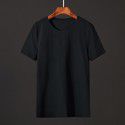 Solid color men's short sleeve T-shirt V-neck fashion trend ice silk cotton slim fit with top and bottom coat 