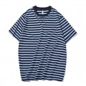 Japanese Hong Kong Style Men's striped short sleeve T-shirt in spring and summer 