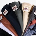 Japanese men's solid color short sleeve T-shirt pure cotton men's round neck water washed and ground wool base coat loose top fashion 
