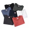 Japanese men's solid color short sleeve T-shirt pure cotton men's round neck water washed and ground wool base coat loose top fashion 