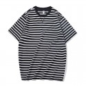 Japanese Hong Kong Style Men's striped short sleeve T-shirt in spring and summer 
