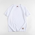 Japanese men's solid color short sleeve T-shirt pure cotton men's round neck water washed and ground wool base coat loose top fashion 
