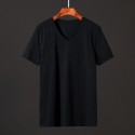 Summer T-shirt short sleeve men's solid round neck ice silk cotton business leisure bottom coat Korean slim fit with clothes inside