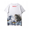 Japanese fashion brand men's clothing Harajuku wind Godzilla no sense printing pattern men's short sleeve T-shirt social youth fashion clothing 