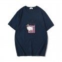 Men's short sleeve T-shirt summer loose Size Youth trend printed round neck T-shirt cotton t-shirt men's Hong Kong Style