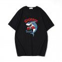 Summer cartoon shark boxer printed short sleeve t-shirt men's Japanese youth big size T-shirt