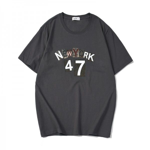 Men's T-shirt short sleeve 2020 spring and summer new cotton casual T-shirt fashion printing loose round neck bottomed shirt wholesale