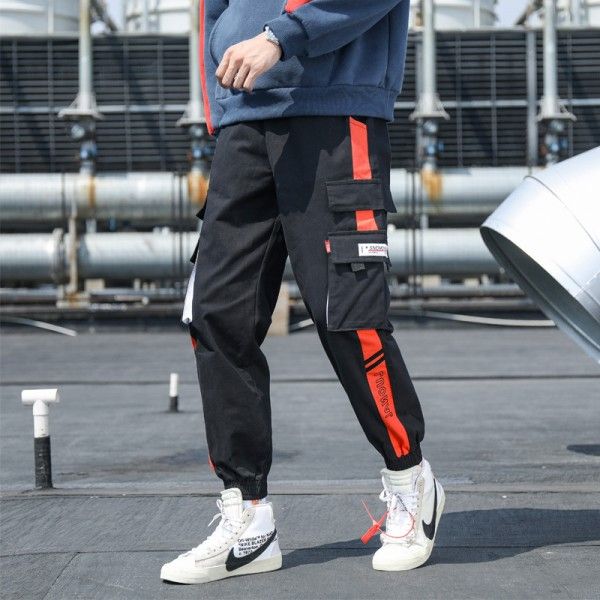 2020 spring and autumn new men's casual pants functional overalls men's Korean quarter pants youth fashion brand Leggings