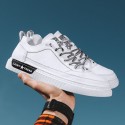 2021 spring new daily super fiber round head men's shoes white solid low top men's casual board shoes