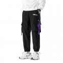 Overalls men's autumn solid color toe binding Korean fashion brand loose large pocket men's sports leisure quarter length pants 