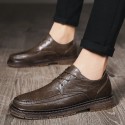 2021 new front lace solid black men's Retro British Martin boots super fiber flat heel round head men's shoes