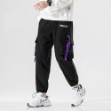 Overalls men's autumn solid color toe binding Korean fashion brand loose large pocket men's sports leisure quarter length pants 