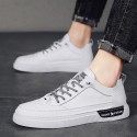 2021 spring new daily super fiber round head men's shoes white solid low top men's casual board shoes