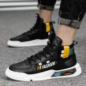Spring and autumn 2021 high top breathable round head single shoes daily casual small white shoes pure color injection molding Pu board shoes men's shoes