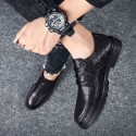 2021 new front lace solid black men's Retro British Martin boots super fiber flat heel round head men's shoes