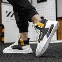 Spring and autumn 2021 high top breathable round head single shoes daily casual small white shoes pure color injection molding Pu board shoes men's shoes