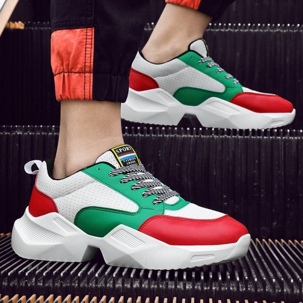 Daddy shoes men's summer 2019 new breathable mesh Korean fashion white thick sole inner height casual sports shoes men's shoes