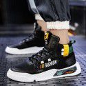 Spring and autumn 2021 high top breathable round head single shoes daily casual small white shoes pure color injection molding Pu board shoes men's shoes