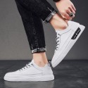2021 spring new daily super fiber round head men's shoes white solid low top men's casual board shoes