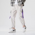 Overalls men's autumn solid color toe binding Korean fashion brand loose large pocket men's sports leisure quarter length pants 