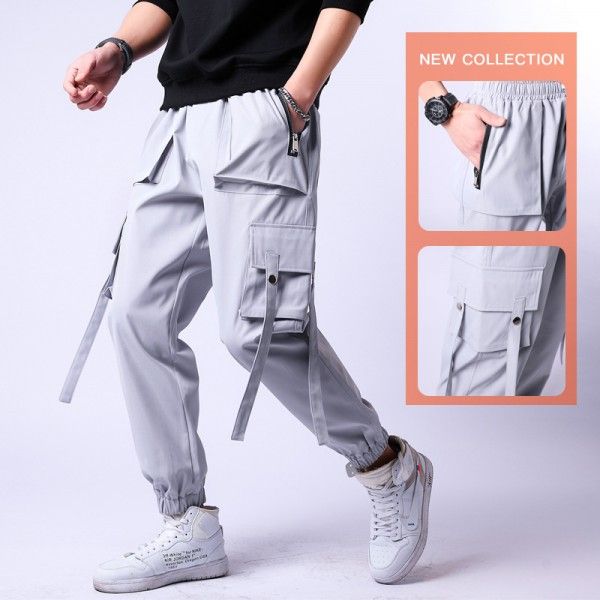 Overalls men's autumn and winter thin loose fashion brand corset Harlan casual pants men's junior pants 