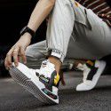 Spring and autumn 2021 high top breathable round head single shoes daily casual small white shoes pure color injection molding Pu board shoes men's shoes