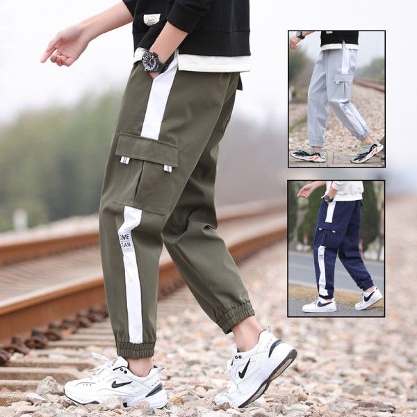 Pants men's spring and autumn men's Korean fashion casual pants loose Korean sports men's pants fashion brand corset overalls 