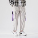 Overalls men's autumn solid color toe binding Korean fashion brand loose large pocket men's sports leisure quarter length pants 
