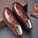 Winter new leisure leather cotton shoes men's middle-aged and old people's plush and thickened warm men's cotton shoes non slip men's cotton shoes