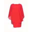 Amazon eBay European and American women's new sexy meat covered dress fake two-piece blouse Chiffon Skirt