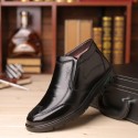 Winter new leather Plush warm dad cotton shoes middle aged and old leisure shoes round head antiskid men's cotton boots