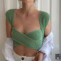 European and American foreign trade new sexy cross denim top 23612p slim sexy temperament base woolen vest female 