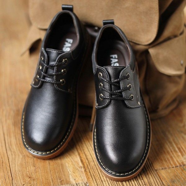 Wholesale autumn new products four seasons men's casual leather shoes thick soled casual leather lace up men's single shoes manufacturers