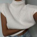 Foreign trade cross border autumn and winter new pure color woolen sweater 27458p sexy temperament high neck short sleeve sweater top female 