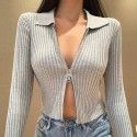 Europe and the United States in 2019 autumn and winter new knitted base coat 83176 sweater manufacturers direct zipper half high collar women