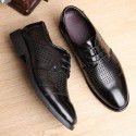 Summer hollow breathable sandal formal business casual men's shoes daily pointed Leather Men's hole shoes wholesale