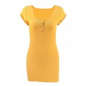 Cross border new button short sleeve hip skirt 80066 European and American new sexy women's short sleeve dress hair 