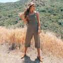 Amazon European and American women's wear in summer of 2018, ear side sling, new solid color one-piece pants for women