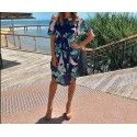 2018 Amazon eBay European and American women's Beach skirt one shoulder tree leaf print split dress