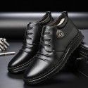 Winter new leisure leather cotton shoes men's middle-aged and old people's plush and thickened warm men's cotton shoes non slip men's cotton shoes